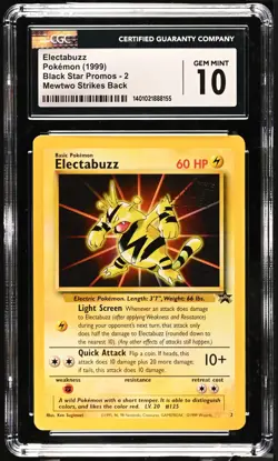 CGC 10 POKEMON MOVIE MEWTWO STRIKES BACK PROMO ELECTABUZZ #2 BLACK STAR (8155) - Image 1