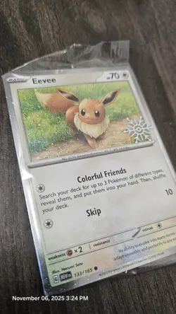 EEVEE 133/165 Pokemon TCG Holiday Calendar 2025 Holo Festive Stamp Promo SEALED - Image 2