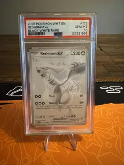 2025 POKEMON WHT EN-WHITE FLARE BLACK WHITE RARE #173 RESHIRAM EX [PSA10] - Image 1