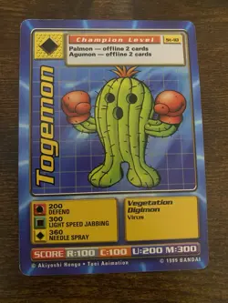 Togemon ST-10 Vintage Series 1 Starter Bandai Digimon Card Champion Level A - Image 1