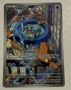 Pokemon Squirtle TCG Stellar Crown Illustration Rare Holo Card 148/142 Sv07 - Image 1