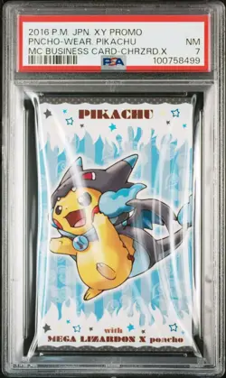 PSA 7 • 2016 POKEMON JPN Poncho MEGA CAMPAIGN BUSINESS CARDS • CHARIZARD X - Image 1