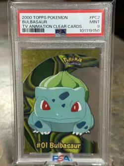 2000 TOPPS POKEMON TV ANIMATION CLEAR CARDS #PC2 BULBASAUR PSA 9 - Image 1
