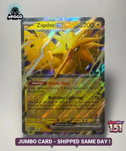 Zapdos ex SVP 049 JUMBO Card Pokemon TCG: 151 Black Star Promo SHIPPED TODAY - Image 1