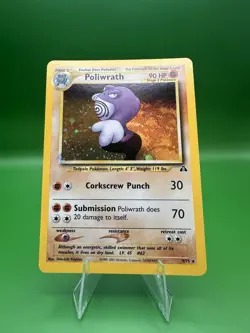 Poliwrath Holo Rare Neo Discovery Vintage Card No. 9/75 Pokemon TCG 2001 w Swirl - Image 1