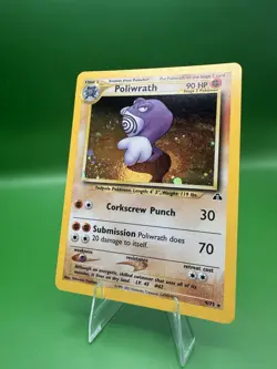 Poliwrath Holo Rare Neo Discovery Vintage Card No. 9/75 Pokemon TCG 2001 w Swirl - Image 3