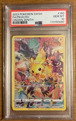 2023 Pokemon Sword And Shield Crown Zenith Pikachu #160 FA PSA 10 GEM MINT - Image 1