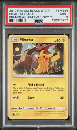 2019 POKEMON SM BLACK STAR PROMO #SM234 PIKACHU-HOLO PSA 9 - Image 1