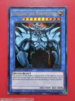 Yugioh Egyptian God Card set Obelisk Slifer The Winged Dragon of Ra Ultra Rare - Image 3