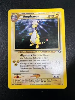 Pokemon WOTC Neo Genesis Ampharos Holo Rare Vintage Pokemon Card NM - Image 1