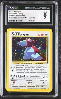 CGC 9 MINT Cool Porygon 2000 Black Star Promos 15 Holo Pokemon Card - Image 1