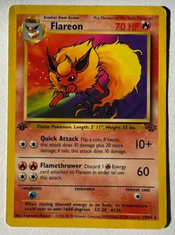 Flareon 19/64 Pokemon Jungle Set 1st Edition Holo Rare Trading Card Game TCG HP - Image 1