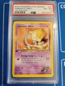 2000 Pokemon Gym Heroes Sabrina's Abra # 91/132 1st Edition Psa 8 - Image 1