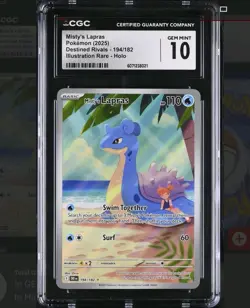 2025 Pokemon Misty's Lapras 194/182 Sv10: Destined Rivals Graded CGC 10 - Image 1