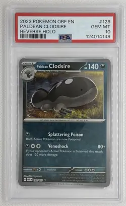 2023 Pokemon OBF EN Paldean Clodsire #128 Reverse Holo PSA 10 Gem Mint 🌶🥵 - Image 1