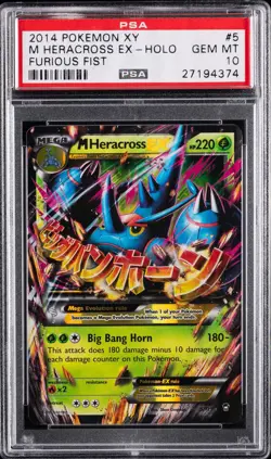 AUTHENTIC 2014 POKEMON XY Mega Heracross EX HOLO Furious Fists #5 PSA 10 USA - Image 1