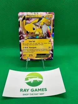 Pokemon TCG Pikachu EX XY84 Black Star Promo Holo Damaged - Image 1