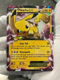Pokemon TCG Pikachu EX XY84 Black Star Promo Holo Damaged - Image 3