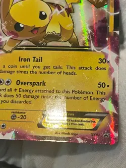 Pokemon TCG Pikachu EX XY84 Black Star Promo Holo Damaged - Image 5