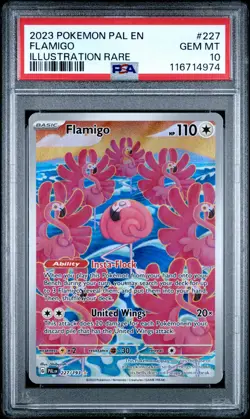 2023 POKEMON PAL EN-PALDEA EVOLVED ILLUSTRATION RARE #227 FLAMIGO PSA 10 - Image 1