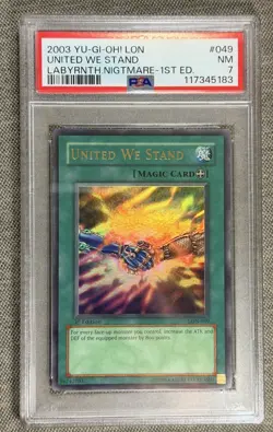 2003 YU-GI-OH! LABYRINTH OF NIGHTMARE 1ST EDITION UNITED WE STAND LON-049 PSA 7 - Image 1