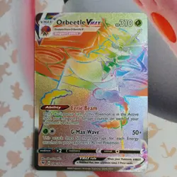 Pokemon TCG Orbeetle VMAX 186/185 Vivid Voltage Rainbow Holo Rare Card NM - Image 1