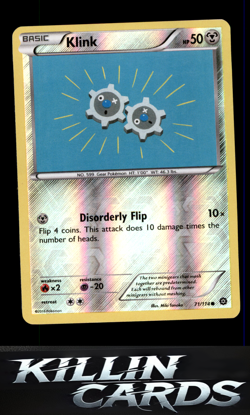 Reverse Holofoil Klink 71/114 Pokemon Common XY - Steam Siege Card NM - Image 1