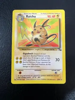Pokemon WOTC 1999 Fossil Base Set Raichu Rare Vintage Pokemon Card NM - Image 1