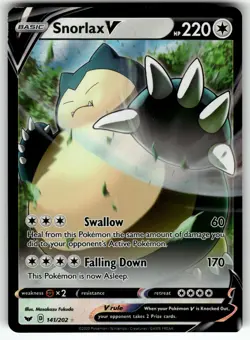 Snorlax V 141/202 SWSH01: Sword & Shield Base Set NM Pokemon Card TCG - Image 1