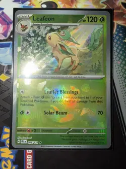 Pokemon Prismatic Evolutions Leafeon #005 Masterball Reverse Holo Variant Card - Image 1
