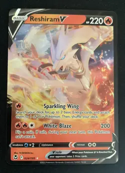 Reshiram V 024/195 Silver Tempest Ultra Rare Holo Pokemon TCG Card NM - Image 1
