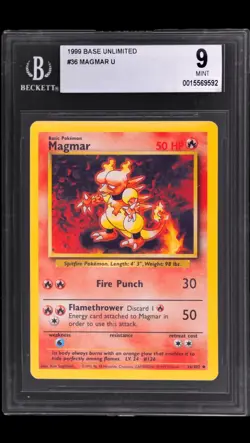 Magmar Base Set 36/102 BGS Beckett 9 Pokemon Card 1999, not PSA - Image 3