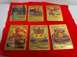 Lot of 6 Gold Foil Pokemon Cards Charizard, Obelisk, Pikachu ++ NM/M - Image 1