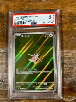 POKEMON 2024 Surging Sparks Full Art SLAKOTH Illustration Rare #212 PSA 9 Mint - Image 1