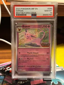 PSA 10 ESPEON #086 (STAMPED) OBSIDIAN FLAMES BEST BUY EXCLUSIVE 2023 POKEMON - Image 1