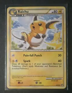2010 Played Pokemon 33/90 Raichu Non Holo Undaunted English - Image 1