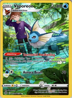Vaporeon TG02/TG30 Full Art Brilliant Stars Trainer Gallery Pokemon NM - Image 1