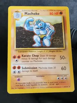 Machoke 34/102 Pokemon Base Set Unlimited Vintage LP - Image 1