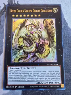 Yugioh Divine Golden Shadow Dragon Dragluxion Ultra Rare MZTM-EN014 NM 1st Ed - Image 1