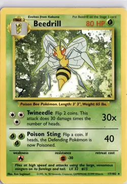 Pokemon TCG Beedrill 17/102 Base Set Unlimited Rare Trading Card TCG - Image 1