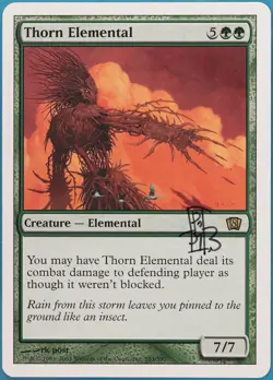 Thorn Elemental 8th Edition NM Green Rare SIGNED MTG CARD (ID# 419028) ABUGames - Image 1