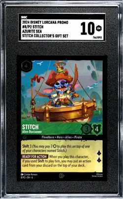 2024 Disney Lorcana Promo #8/P2 Stitch - SGC 10 Pristine Rare Promo Card - Image 1
