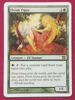 Magic The Gathering 9TH EDITION ELVISH PIPER green card MTG NINTH - Image 1