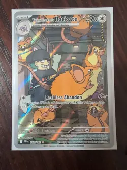 Pokemon TCG Destined Rivals Team Rockets Raticate Illustration Rare Card 202/182 - Image 1