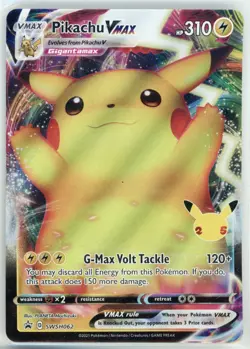 Pokemon TCG Pikachu VMAX Celebrations SWSH062 Full Art Black Star Promo - Image 1