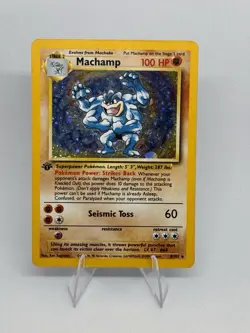 Pokemon Machamp 8/102 1st Edition Base Set NM-Mint Rare 1999 Cosmo Holo - Image 1