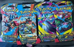Pokemon TCG 4 Mega Evolution Sleeved Booster Packs New 4 Art Sets - Image 1