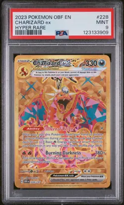 CHARIZARD EX #228 HYPER RARE GOLD FULL ART 2023 POKEMON OBSIDIAN FLAMES PSA 9 - Image 1
