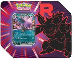Pokemon TCG Destined Rivals Team Rocket Tin (Nidoking ex) - Sealed New - Image 1