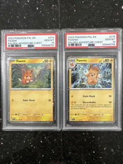 2023 Pokemon Pal En Pawmi & Pawmo Paldea Adventure Chest PSA 10 Sequential Set - Image 1